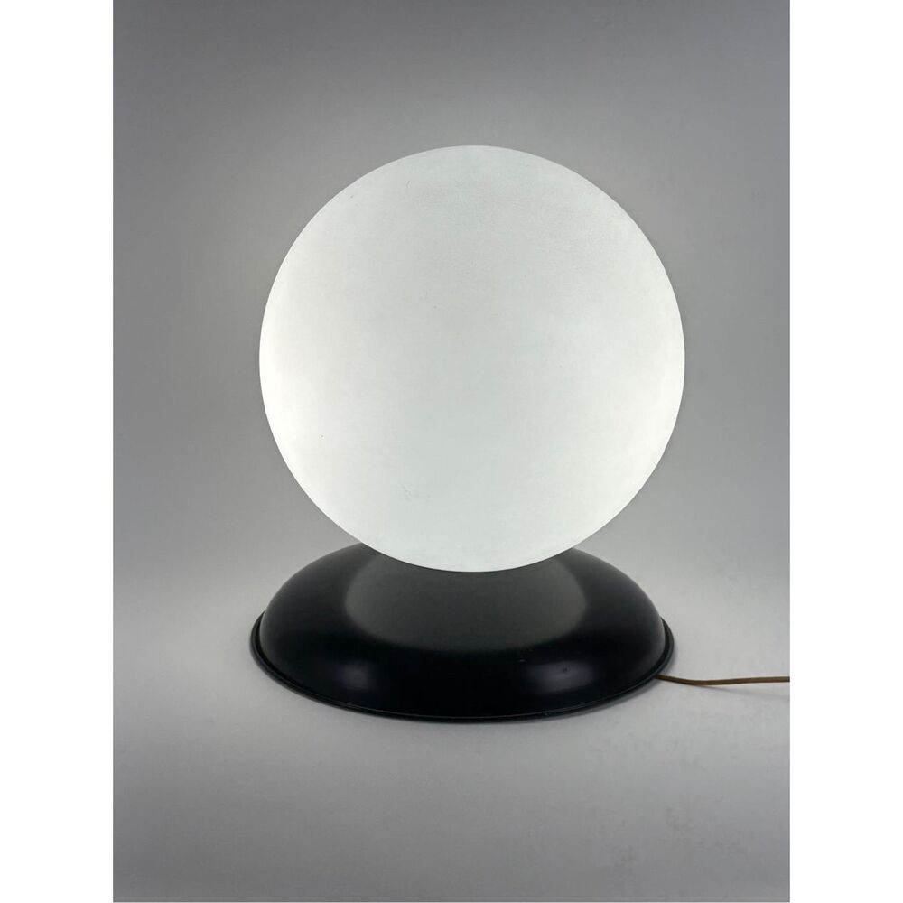 Vtg MCM Bakelite Style Globe Orb Table Accent Lamp Light w/ Aluminum Base Large